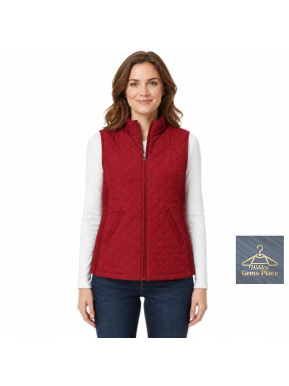 Quilted Sleeveless Vest Lightweight Zip Front Womens Outerwear